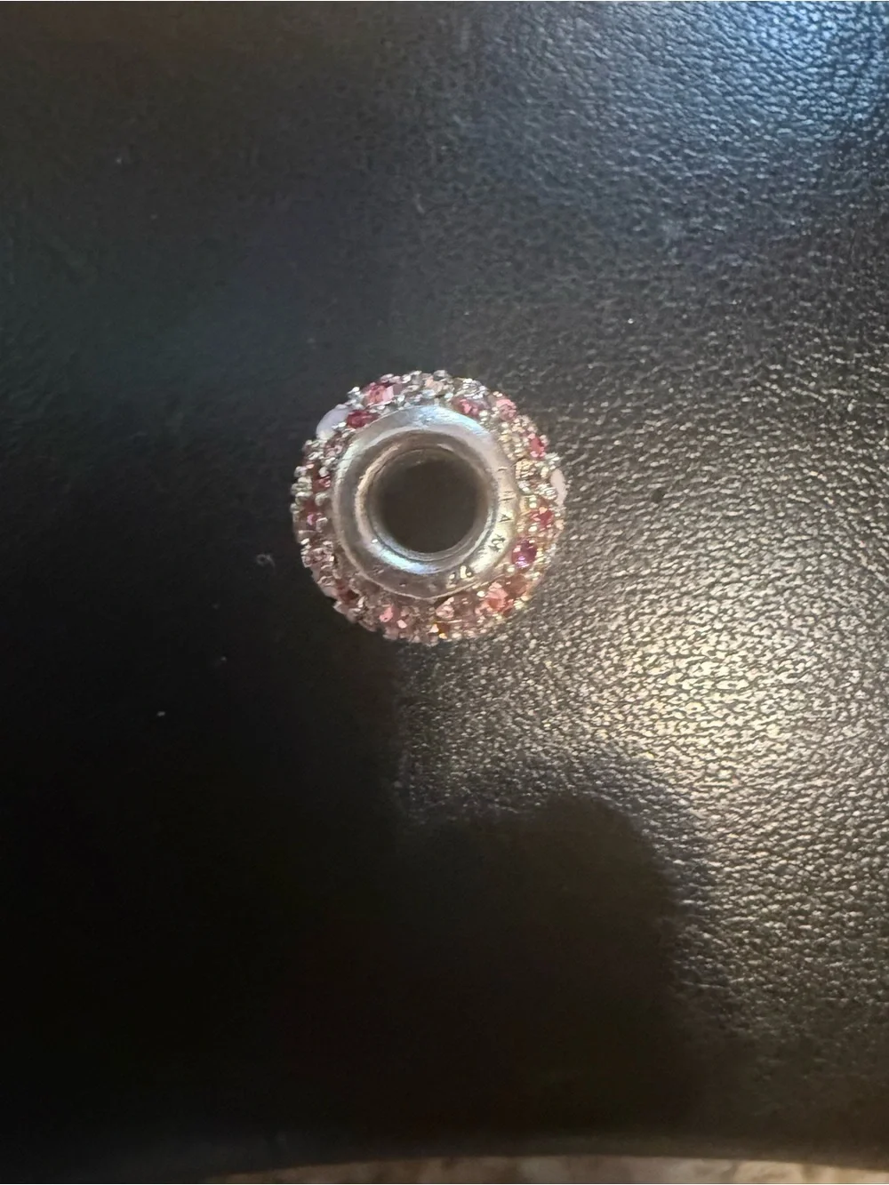 Pink Crystal Pave Bead Charm for Pandora Bracelets